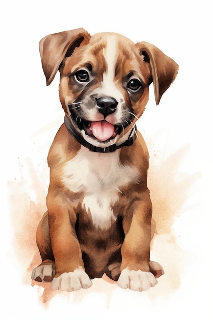 Aquarellmalerei von süßem lächelndem Hund, hochwertige Illustration für Kinder