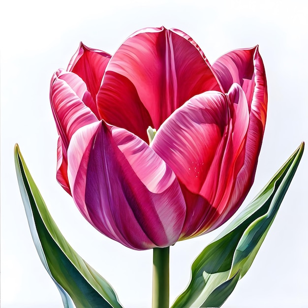 Aquarellmalerei von Tulpen auf weißem Hintergrund