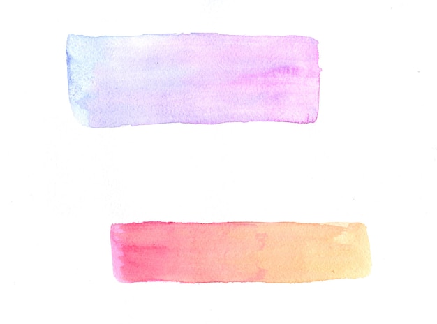 Aquarellmuster von Bannern mit blauer, lila und rosa Farbe auf weißem Hintergrund