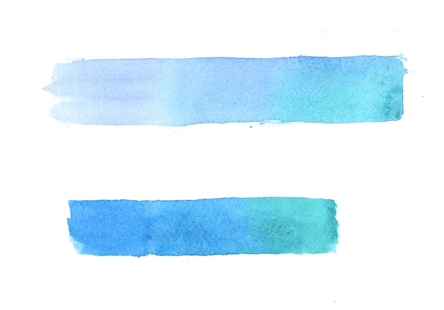 Aquarellmuster von Bannern mit hellblauer Farbe auf weißem Hintergrund