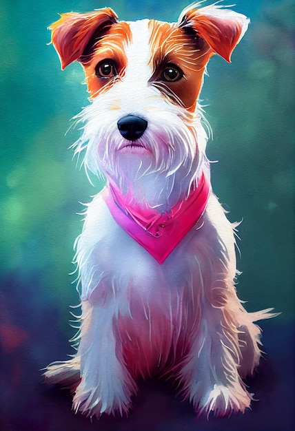 Aquarellporträt des niedlichen parson russell terrier hundes