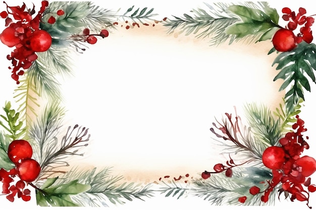 Aquarellrahmen mit Weihnachtsdetails