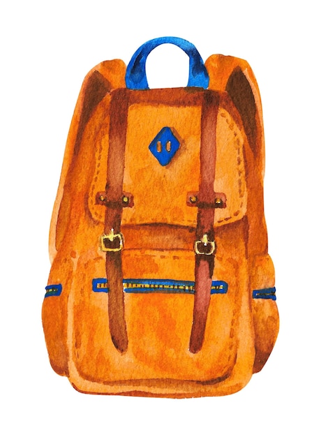 Aquarellrucksack Oranger Reiserucksack für Reisen und Abenteuer