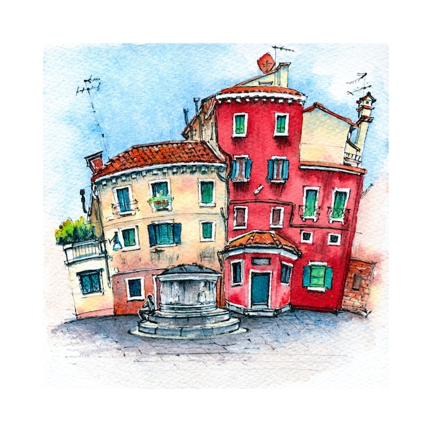 Aquarellskizze von Venedig, Italien.