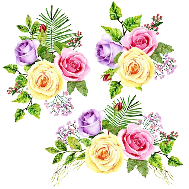 Aquarellsträuße von Rosen