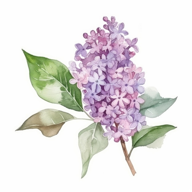 Aquarellzeichnung mit lila Blume Illustration AI GenerativexA