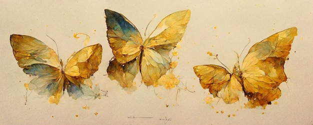 Aquarellzeichnung Schmetterling aus Flecken und Spritzern Skizze