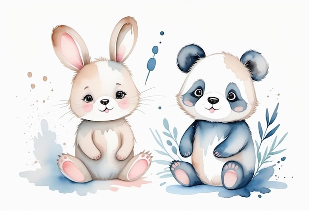 Aquarellzeichnung von Teddybären für Kinder, Illustrationsdruckvorlage auf weißem Hintergrund