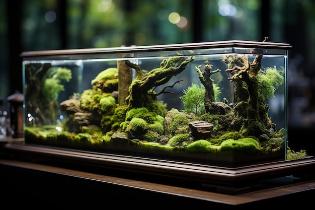 Foto aquário com plantas verdes de água doce