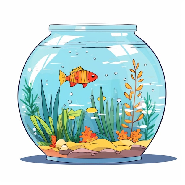 Aquarium 2D-Cartoon-Vektorillustration auf weißem Hintergrund