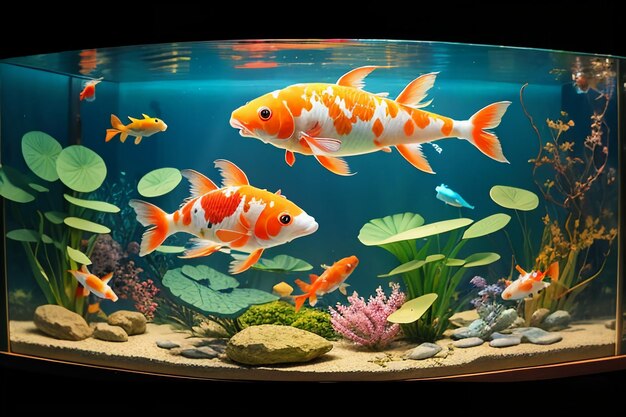 Aquarium Fische Aquarium Schöne Koi-Rassen Tapeten Hintergrund-Illustration