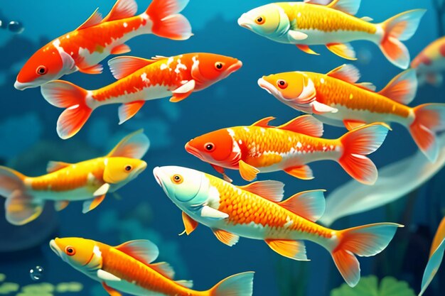 Aquarium Fische Aquarium Schöne Koi-Rassen Tapeten Hintergrund-Illustration