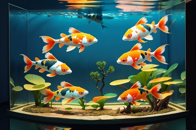 Aquarium Fische Aquarium Schöne Koi-Rassen Tapeten Hintergrund-Illustration