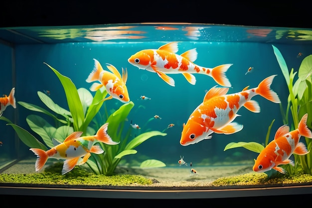 Aquarium Fische Aquarium Schöne Koi-Rassen Tapeten Hintergrund-Illustration