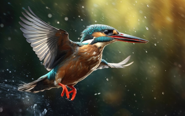 Aquatic Hunter Kingfisher Dive for Prey Generative AI