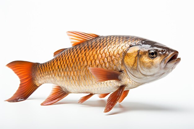 Aquatic Serenity Carp isoliert auf einem weißen Hintergrund