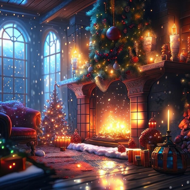 aquecimento da lareira iluminado inverno de Natal