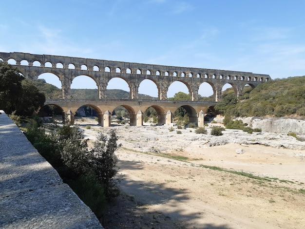 Aqueduto romano Pont du Gard ponte local francês do Unesco em Languedoc França