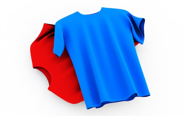 Aquisição de camisetas em um fundo neutro na frente e atrás ilustração 3d renderização 3d