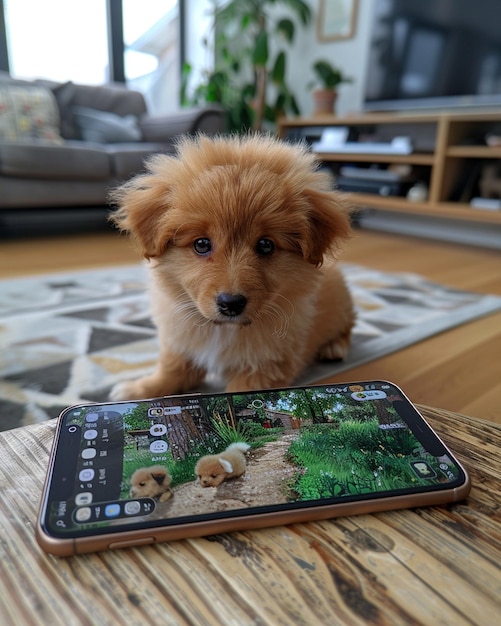 Foto ar app para el cuidado virtual de mascotas interacting background