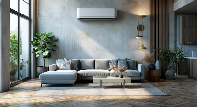 Ar condicionado de sala de estar elegante para uma casa fresca e confortável