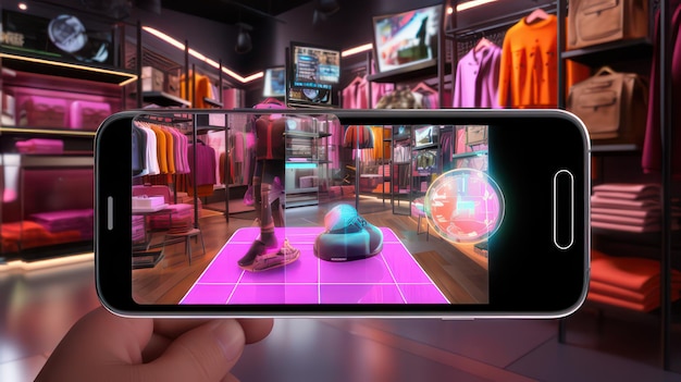 AR-Erweiterungen von Interactive Retail Future Phones für den Einkauf