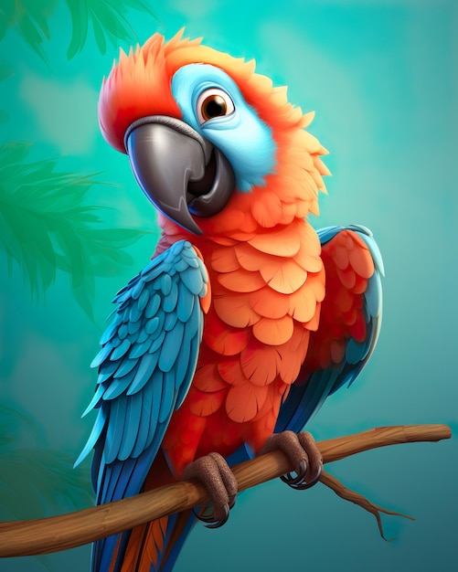 Ara-Papageienvogel-Illustration auf isoliertem Hintergrund, ai generiert