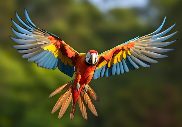 Ara volador hermoso pájaro IA generativa