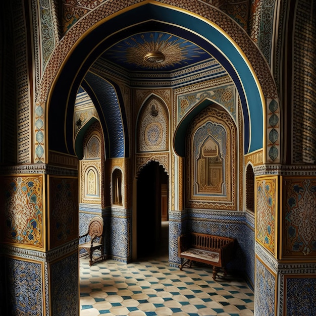 Arab Palace Harem Grand Hamam Hotel Luxuriöse orientalische Innenräume Abstrakte generative KI-Illustration