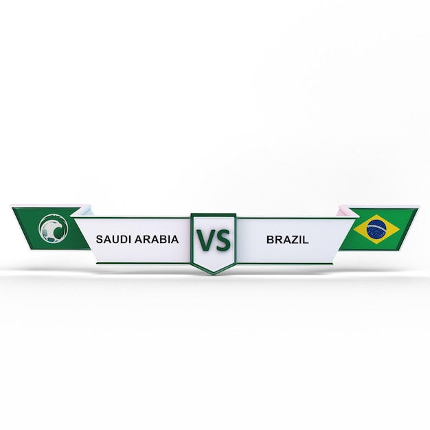 Arabia Saudita VS Brasil En Fondo Blanco