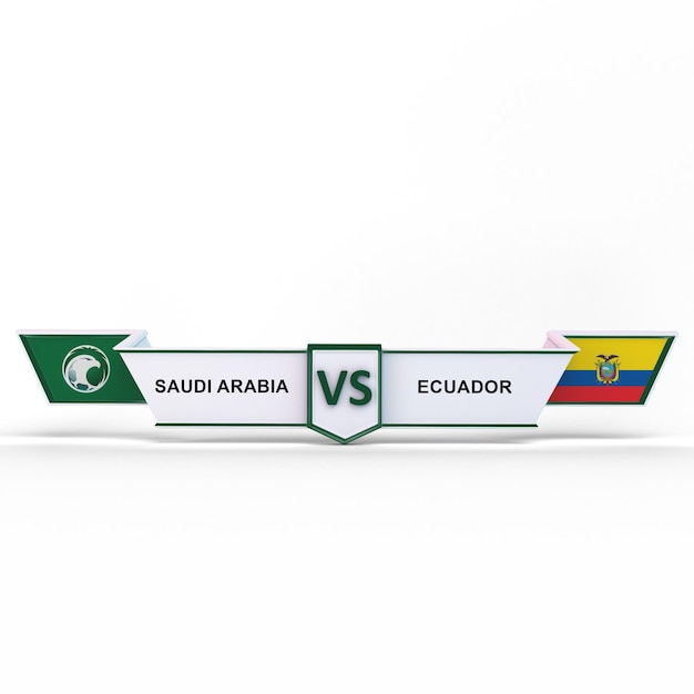 Arábia Saudita VS Equador em fundo branco