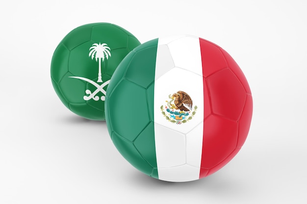 Arabia Saudita VS México En Fondo Blanco