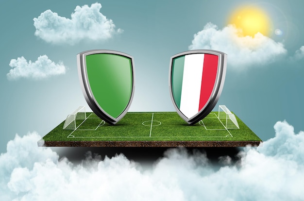 Arábia Saudita vs México Versus banner de tela Conceito de futebol estádio de futebol ilustração 3d