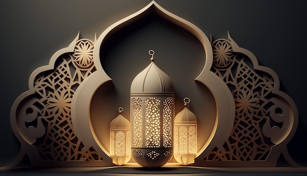 Arabische 3D-Goldlaterne Ramadan