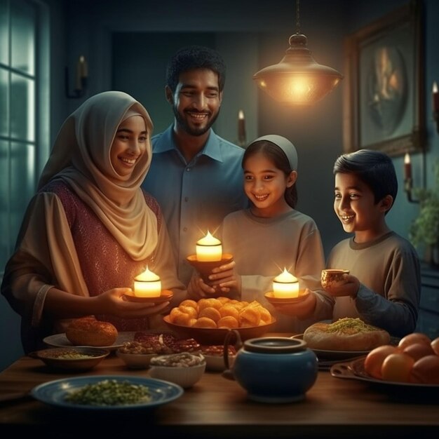 Arabische Familie genießt seine Zeit zusammen