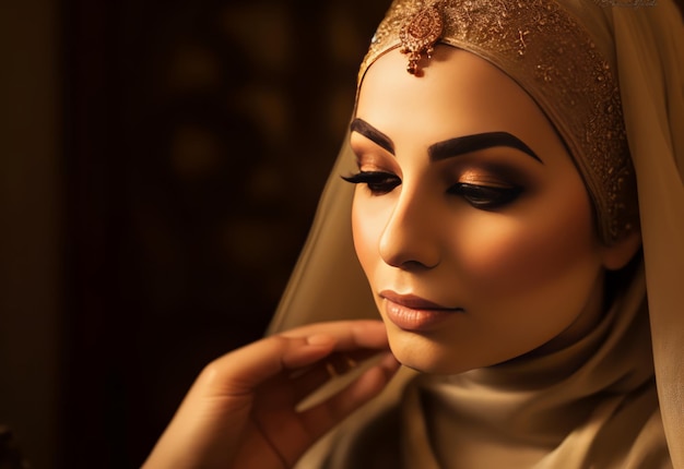 Arabische Frau, die Make-up aufträgt