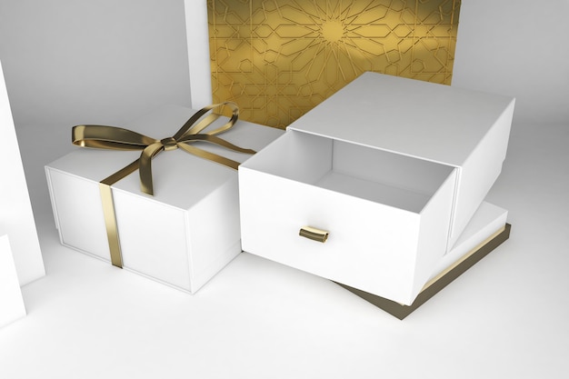 Arabische Geschenkboxen Rechte Seite Im Weißen Hintergrund