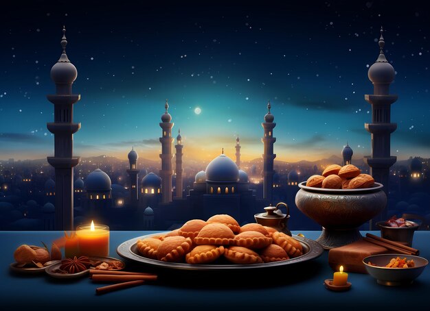 Arabische Laterne der Ramadan-Feier Hintergrund KI generiert