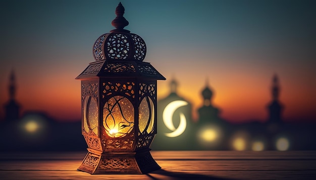 Arabische Laterne Ramadan Kareem Hintergrund Generative KI