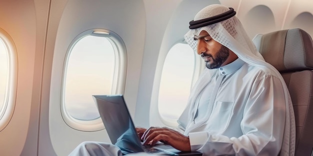 Arabischer Geschäftsmann in einem Businessjet Generative KI