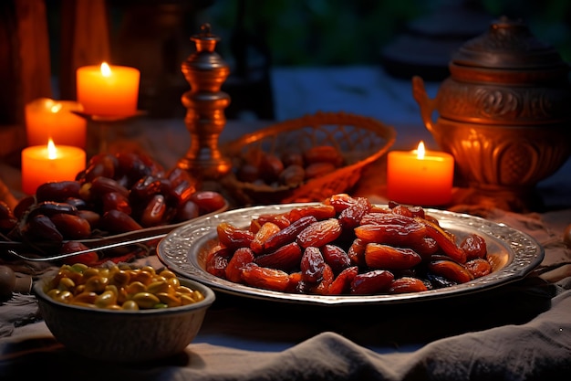 Arabisches Essen für den Ramadan mit Datteln