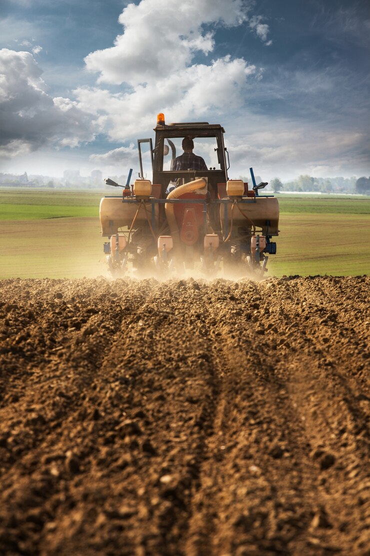 Arada e sementeira de milho com tractor