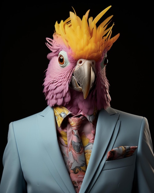 arafe con traje y corbata con una cabeza de pájaro