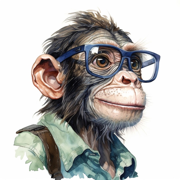 Arafed-Affen mit Brille und Hemd auf generativer Ai