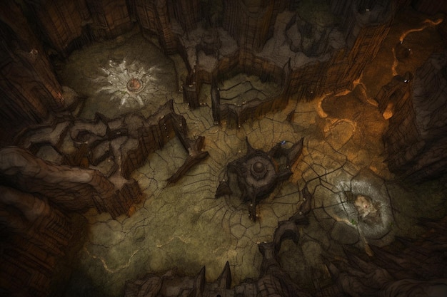 Arafed-Ansicht einer Höhle mit einem Feuer und einem Hydranten mit generativer KI