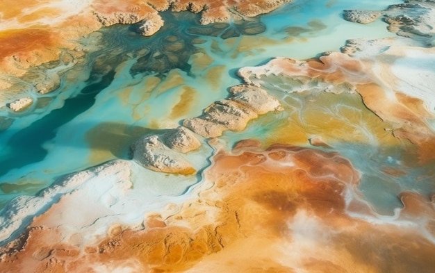 Arafed-Ansicht eines Flusses, der durch ein wüstenähnliches Gebiet fließt, generative KI