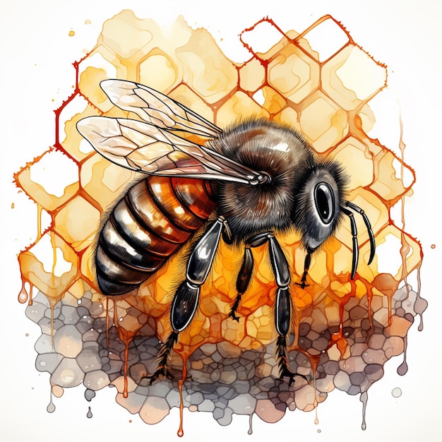 Arafed-Biene auf einem Honigstock mit Honigtränen generative ai