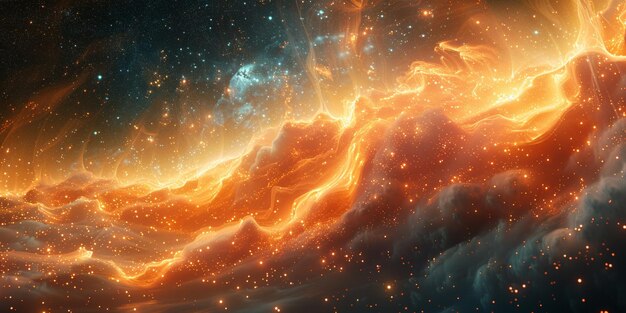 Arafed-Bild einer leuchtend orangefarbenen und gelben Galaxie generative ai