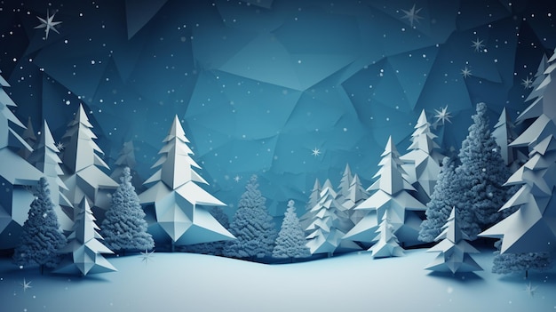 Arafed-Bild einer verschneiten Landschaft mit Bäumen und Schneeflocken, generative KI