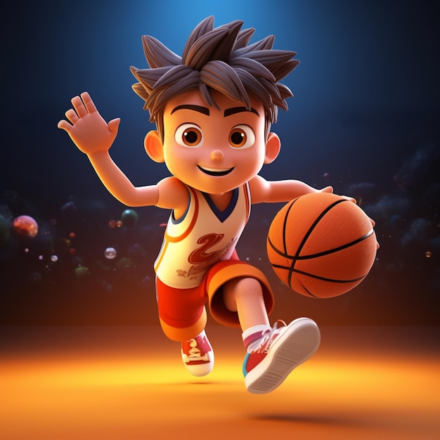Arafed-Bild einer Zeichentrickfigur, die mit einem Basketball-Generativ-Ai läuft